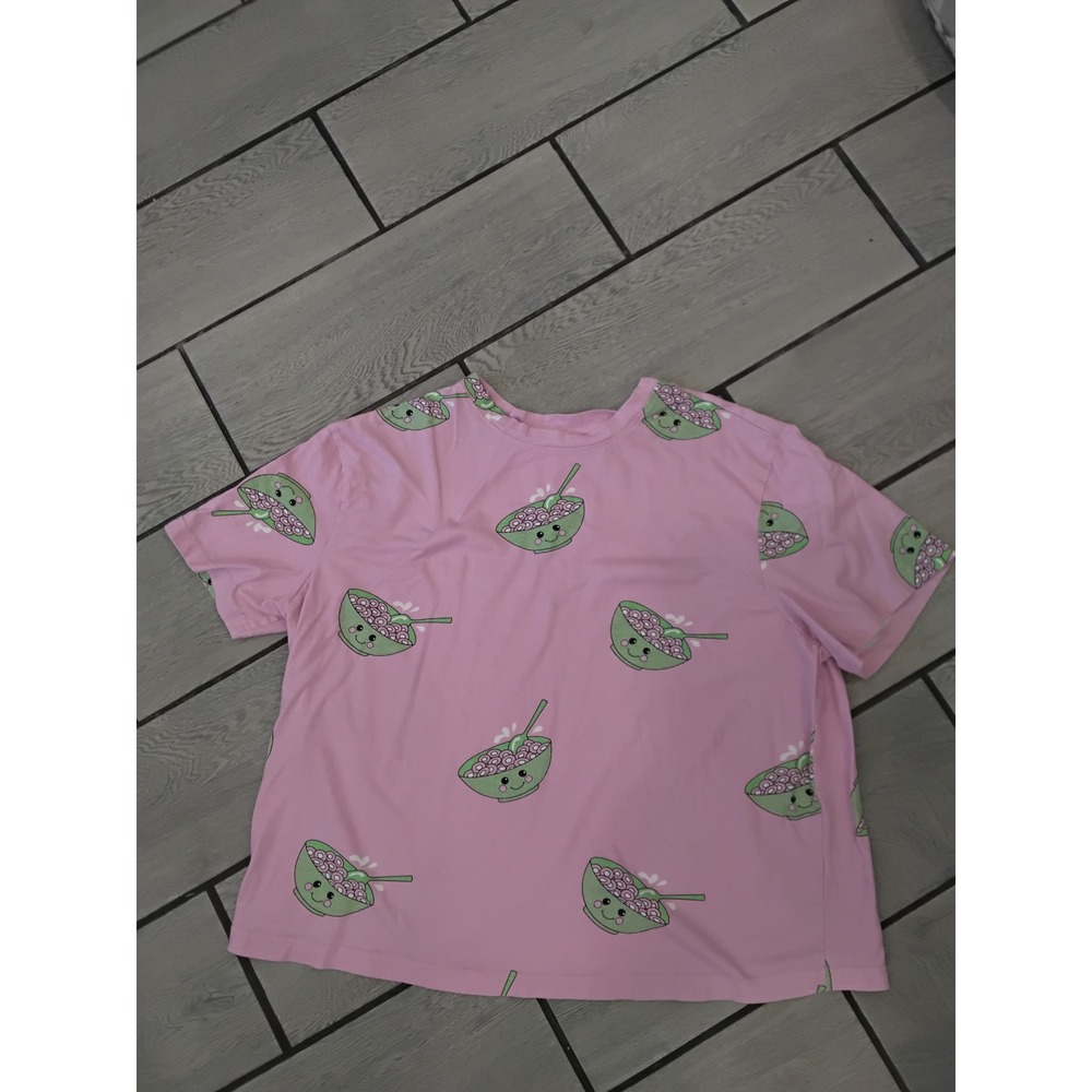 ASOS DESIGN Curve Pink Cereal Bowl Graphic Print T-Shirt Womens US‎ 14